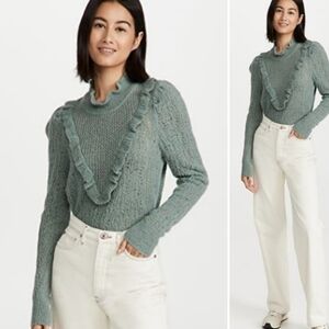 Veronica Beard Sorina Sweater in Sage Baby Alpaca/wool blend size Large